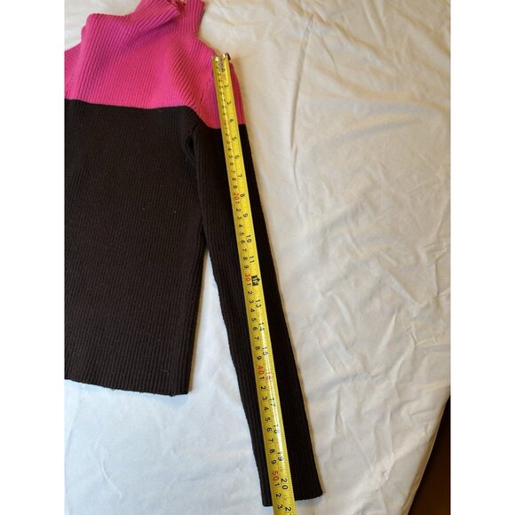 Zara color block turtleneck sweater Pink Black Ribbed Small - Picture 6 of 6